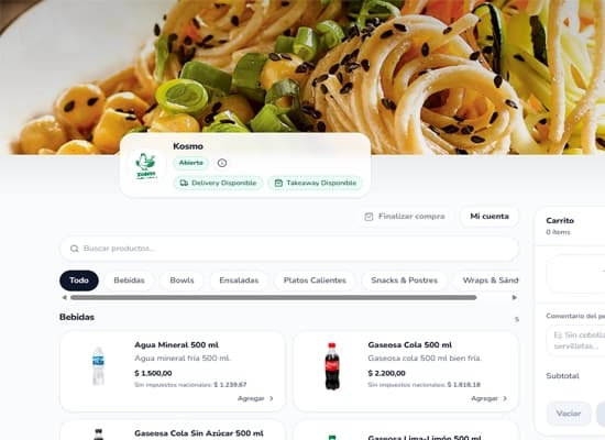 Vista escritorio tienda online